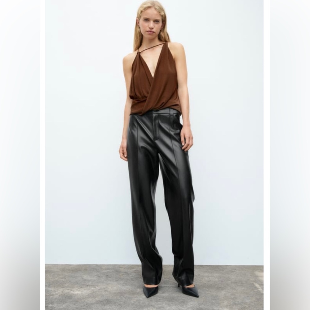 ZARA— FULL LENGTH FAUX LEATHER FRANCOISE PANTS